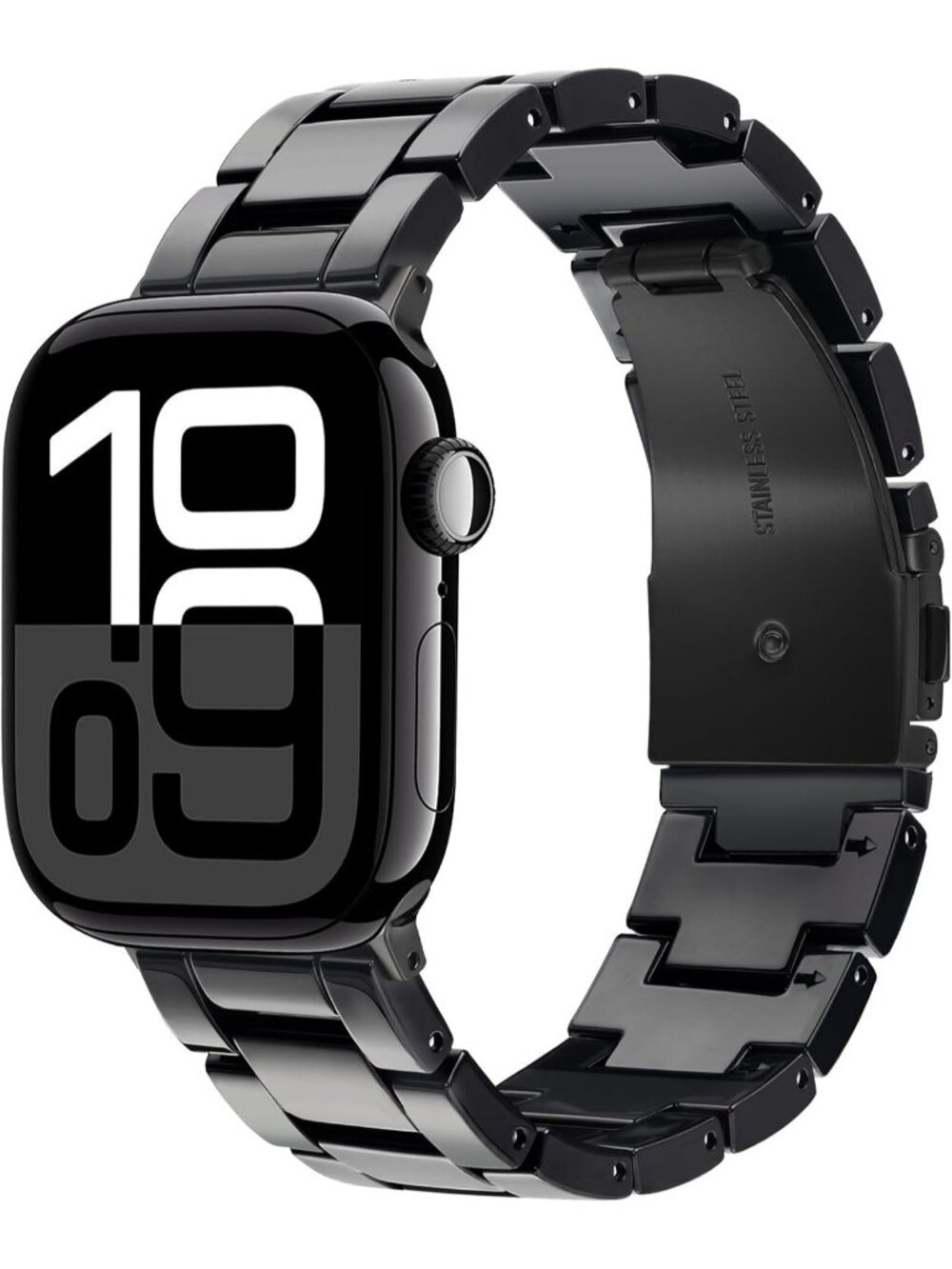 Women's Black Fashion Featherlight Resin Apple Band Lightweight Wrist Watch